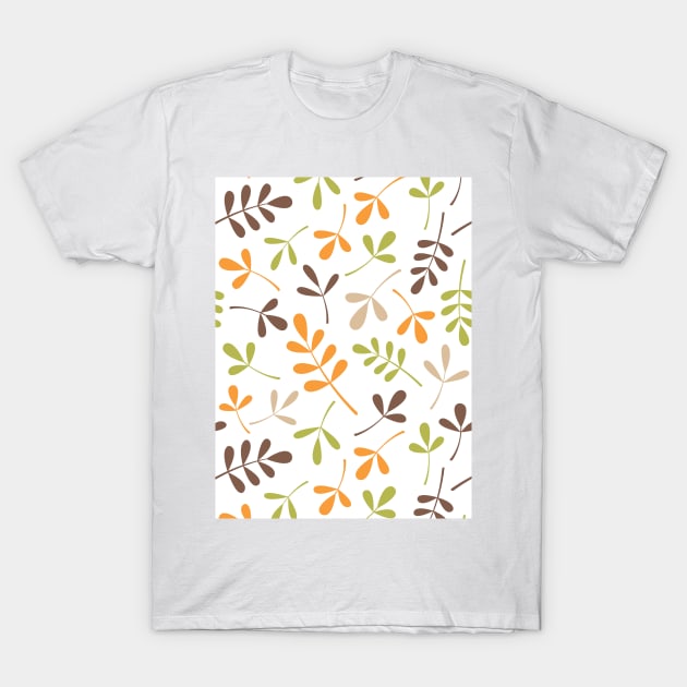 Assorted Leaf Silhouettes Retro Colors T-Shirt by NataliePaskell